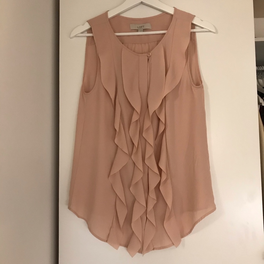 LOFT Blush Pink Ruffled Blouse